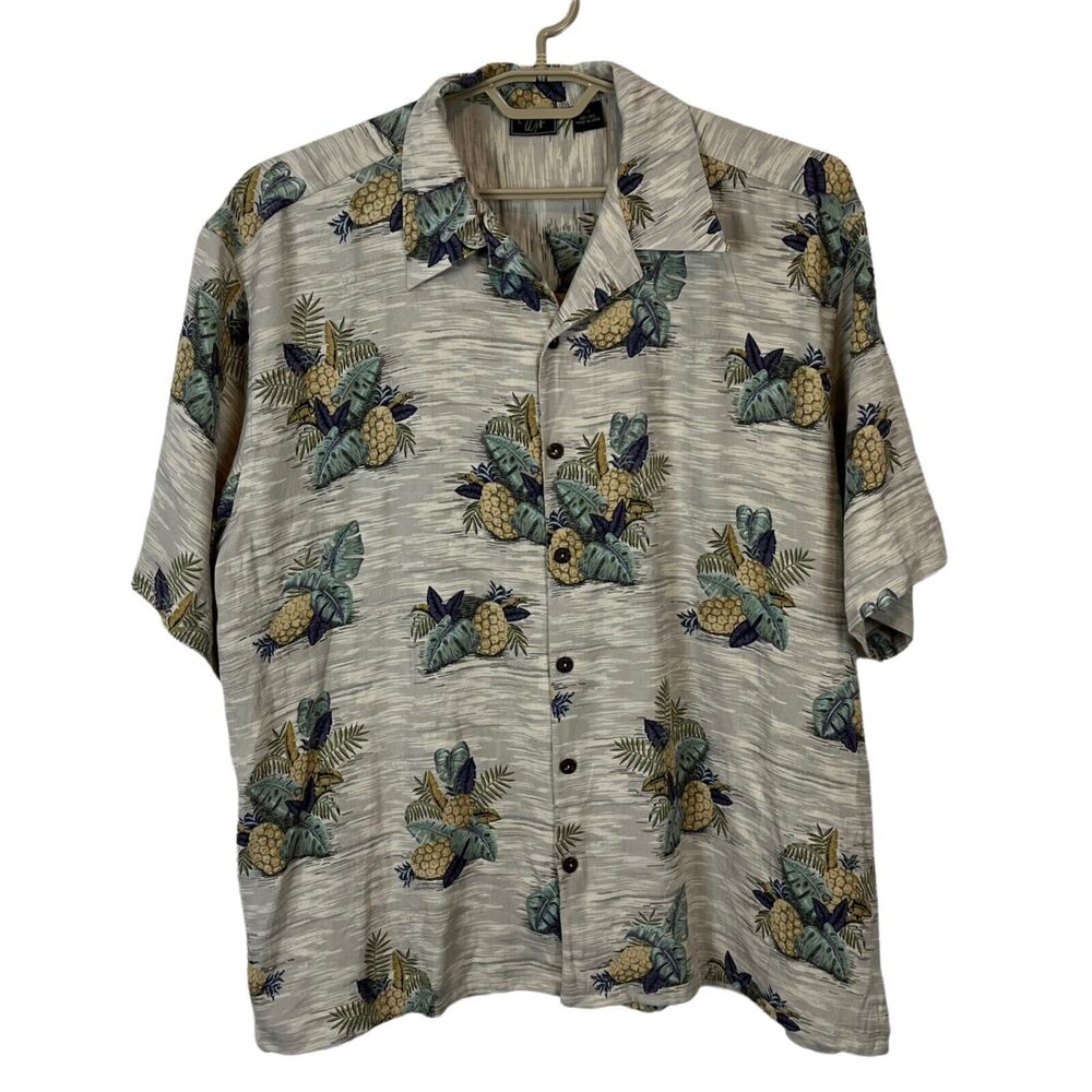 Pineapple Silk Hawaiian Shirt Short Sleeve Size XXL Altered WfF Men's Vintage